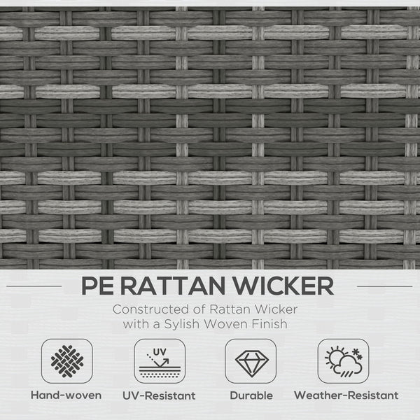 Outsunny 5 Piece Patio Furniture Set with Cushions, Outdoor PE Rattan Wicker Conversation Sofa Set with Storage Bin Coffee Table, Dark Gray