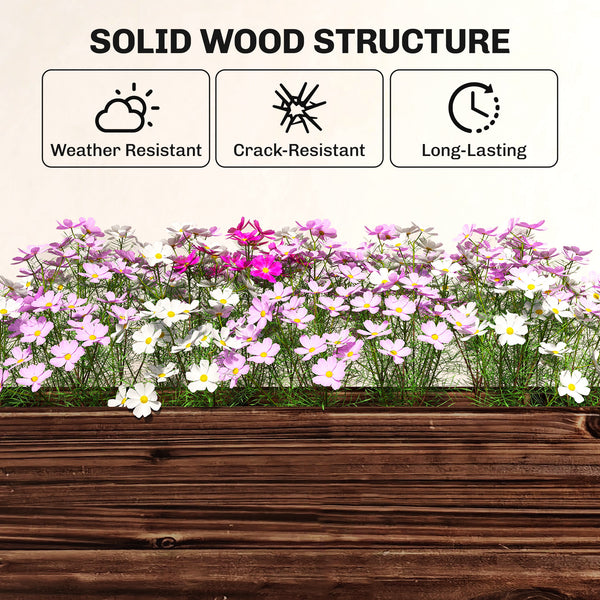 3-Tier Wooden Raised Planter, Raised Garden Bed on Legs with Drainage Holes and Bed Liner, Outdoor Elevated Garden Planter for Vegetables, Herbs, Flowers, 60 x 25 x 120 cm