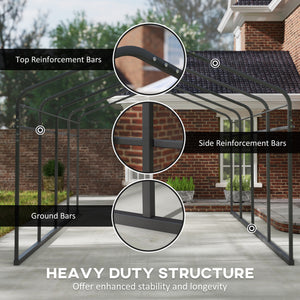12' x 20' x 8.5' Heavy Duty Metal Carport, Waterproof Car Shelter Garage Canopy with Galvanized Metal Roof and Removable Sidewalls for Cars, Boats and Trucks, Light Grey