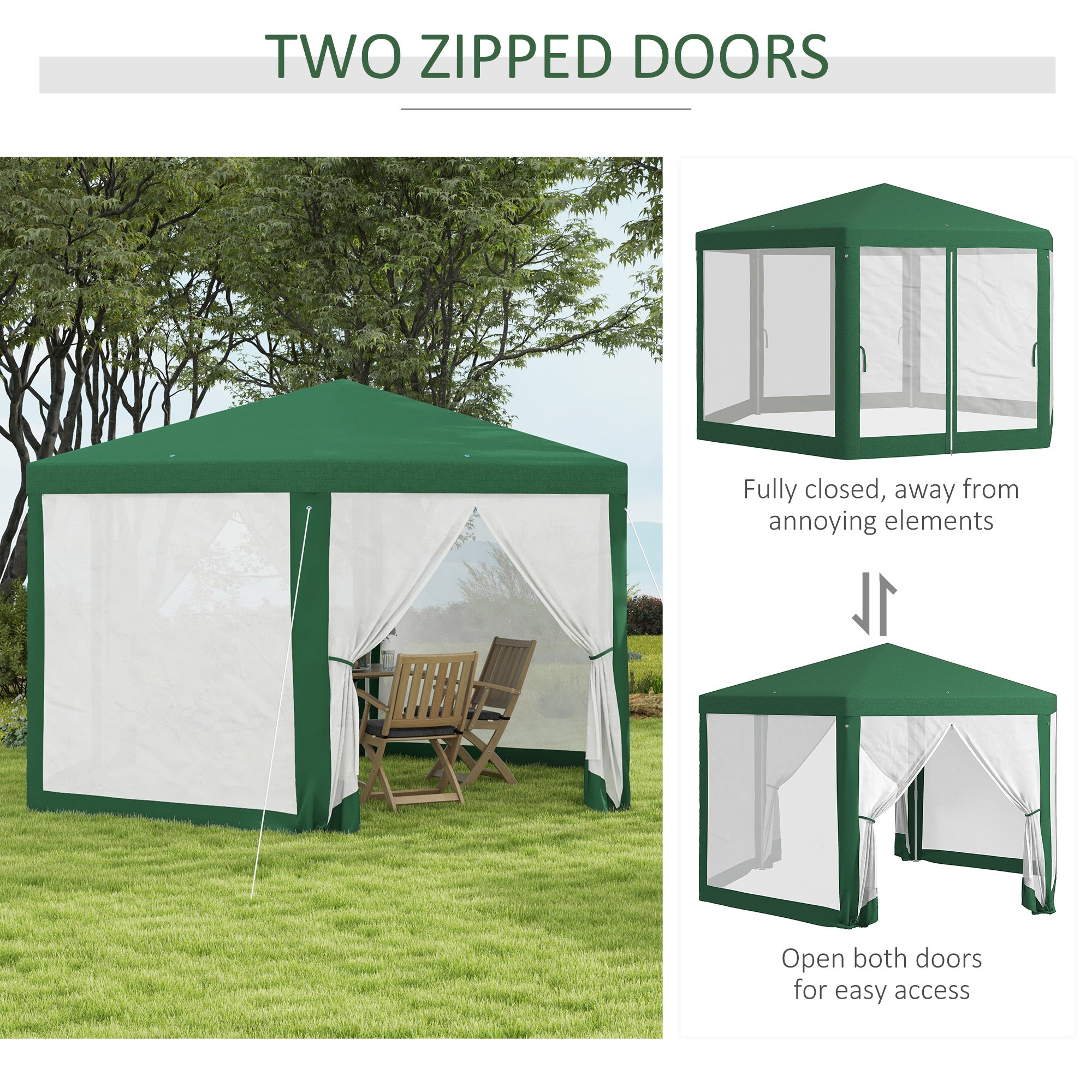 hexagonal tent Outsunny 13' x 11' Hexagonal Green Sun Shelter with Mesh for Outdoor Events, Breathable