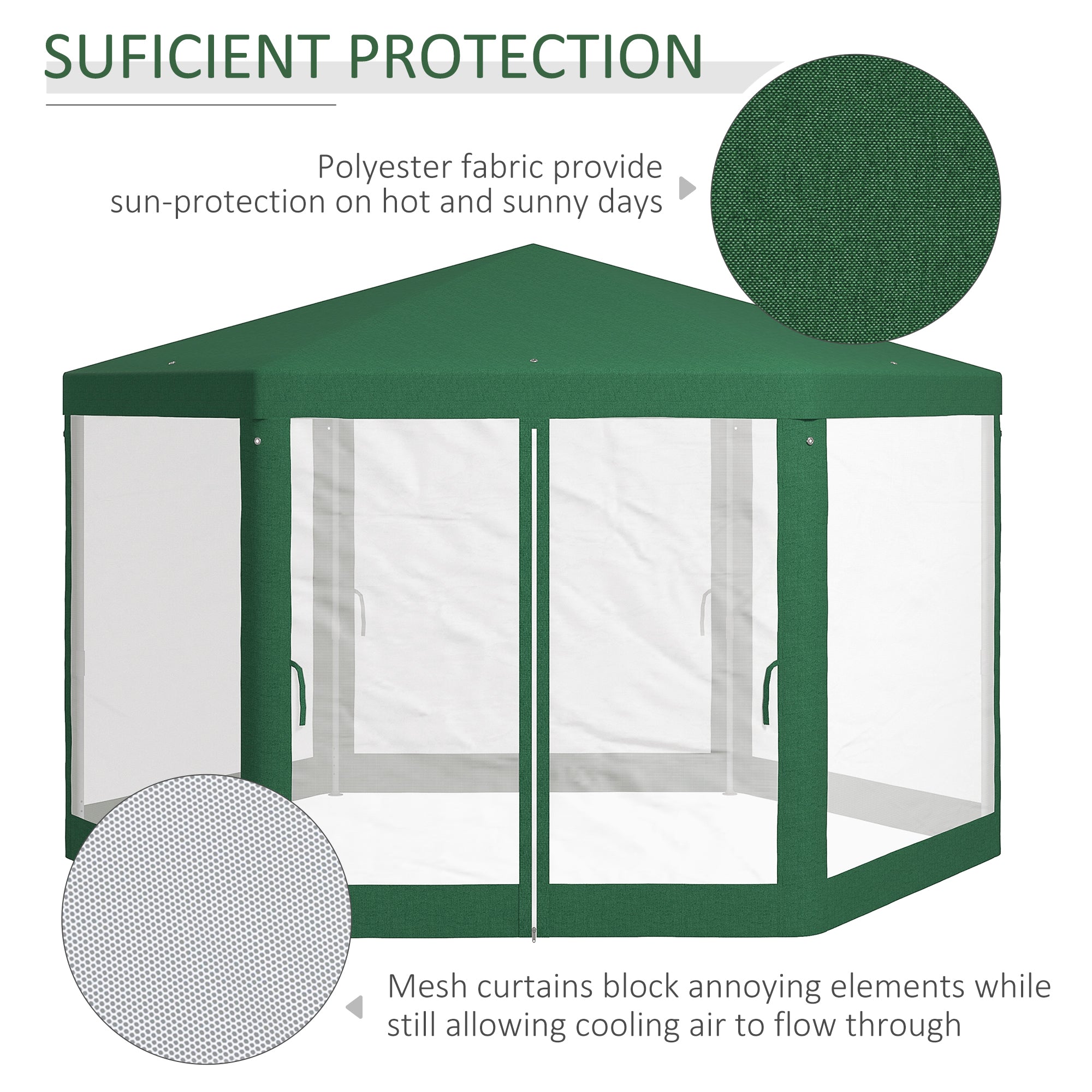 Outsunny 13' x 11' Hexagon Sun Shade Shelter Canopy with