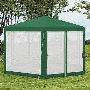 Outsunny 13' x 11' Outdoor Party Tent, Hexagon Sun Shade Shelter Canopy with Protective Mesh Screen Sidewalls, Ropes & Stakes, Green