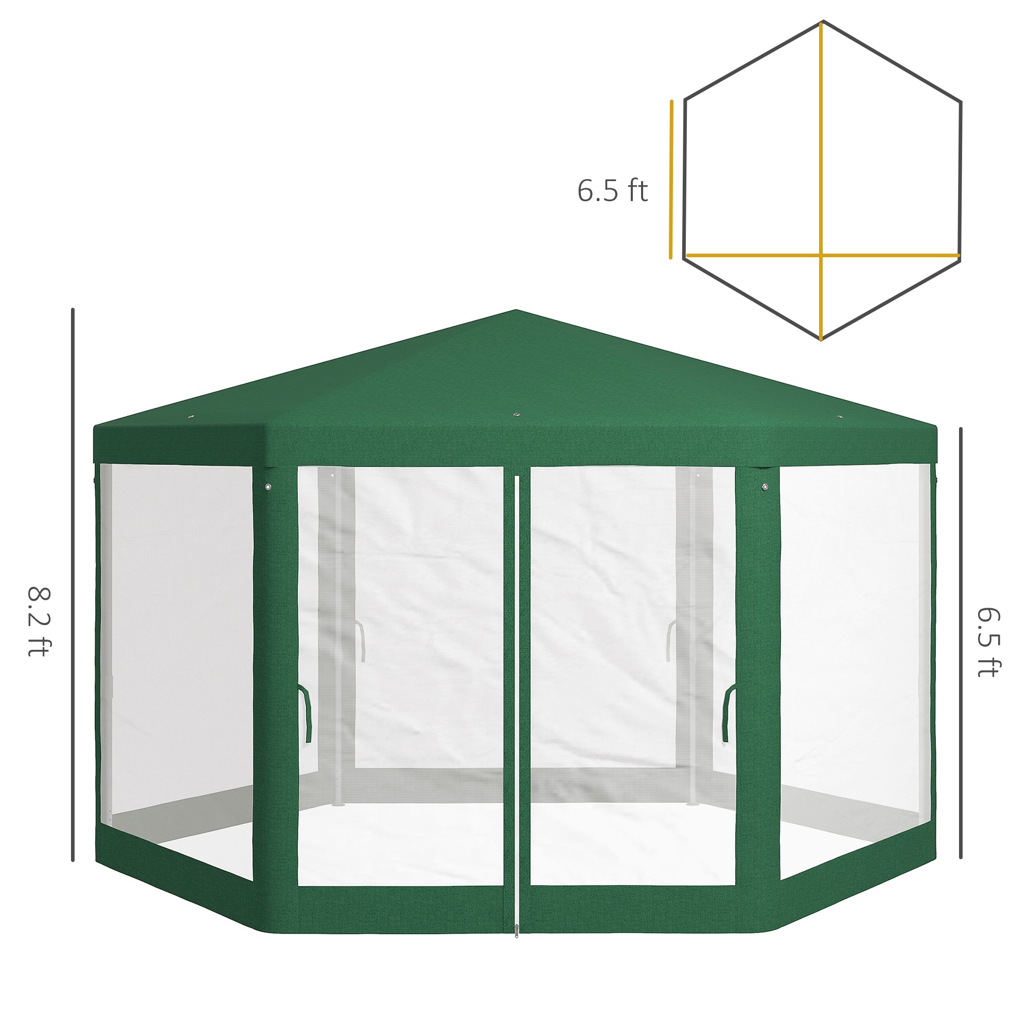 Outsunny 13' x 11' Hexagon Sun Shade Shelter Canopy with Mesh