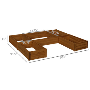 Outsunny 7.5x7.5ft DIY Raised Garden Bed, Large Wooden Planter Box with 5 Compartments, for Outdoor Plants, Vegetables, Flowers, Herbs, Easy Assembly, Brown