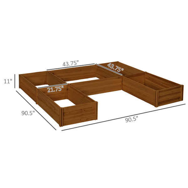 Outsunny 7.5x7.5ft DIY Raised Garden Bed, Large Wooden Planter Box with 5 Compartments, for Outdoor Plants, Vegetables, Flowers, Herbs, Easy Assembly, Brown