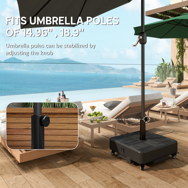 cantilever patio umbrella on wheels Heavy-Duty Outdoor Rolling Base | 5 Lockable resistant materials that wont crack JUSHUA 225 LBS Cantilever Patio