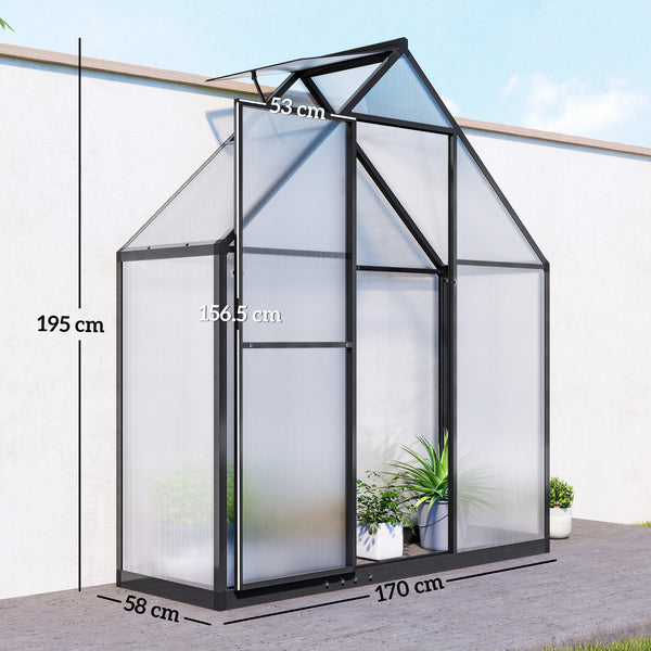 5.5 x 6.5ft Polycarbonate Greenhouse with Swing Door and Adjustable Window, Walk-in Greenhouse Aluminium Garden Green House for Patio Garden Backyard, Black
