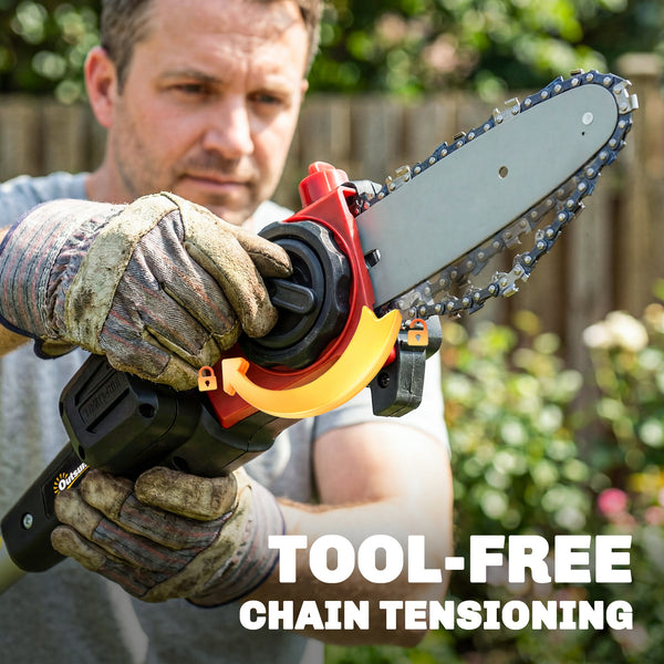 18V 8" Cordless Pole Chainsaw, 1.94m/2.56m Electric Chainsaw with 2 x 4.0Ah Batteries, Charger, Auto Lubrication, 6m/s Chain Speed, Long Reach Pole Pruner for Branch Cutting Tree Trimming