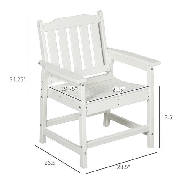 All-Weather Patio Chair, HDPE Patio Dining Chair, Heavy Duty Wood-Like Outdoor Furniture for Garden, Backyard, Deck, Porch, Lawn, White