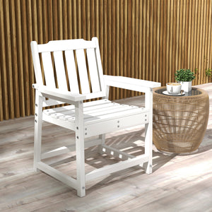 All-Weather Patio Chair, HDPE Patio Dining Chair, Heavy Duty Wood-Like Outdoor Furniture for Garden, Backyard, Deck, Porch, Lawn, White