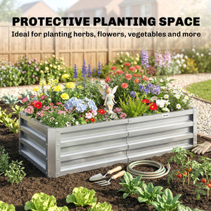 Galvanized Raised Garden Bed, 4' x 2' x 1' Metal Planter Box, for Growing Vegetables, Flowers, Herbs, Succulents, Silver