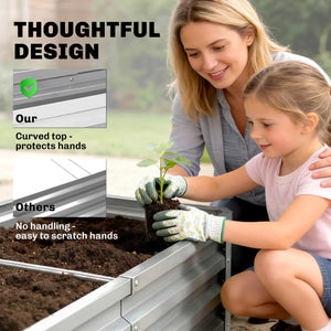 Galvanized Raised Garden Bed, 4' x 2' x 1' Metal Planter Box, for Growing Vegetables, Flowers, Herbs, Succulents, Silver