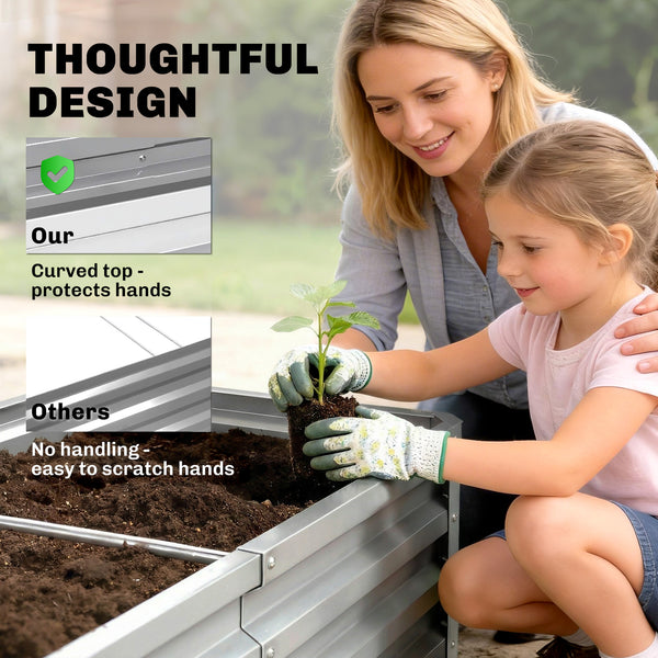 Galvanized Raised Garden Bed, 4' x 2' x 1' Metal Planter Box, for Growing Vegetables, Flowers, Herbs, Succulents, Silver