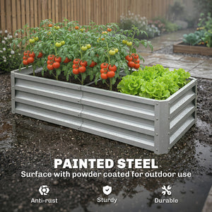 Galvanized Raised Garden Bed, 4' x 2' x 1' Metal Planter Box, for Growing Vegetables, Flowers, Herbs, Succulents, Silver
