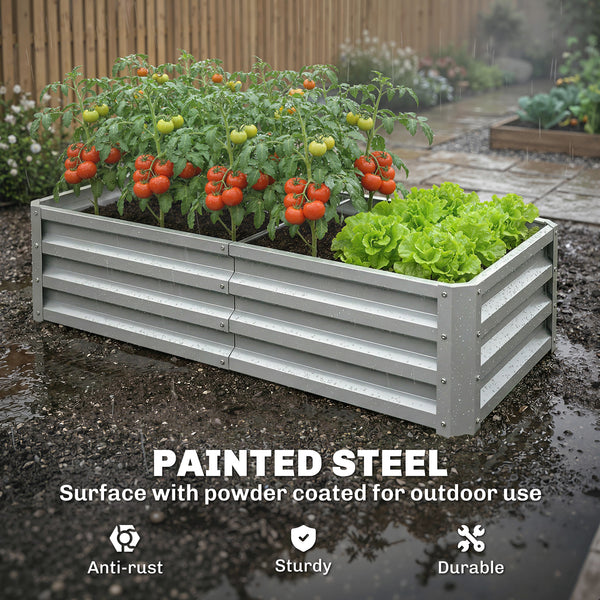 Galvanized Raised Garden Bed, 4' x 2' x 1' Metal Planter Box, for Growing Vegetables, Flowers, Herbs, Succulents, Silver