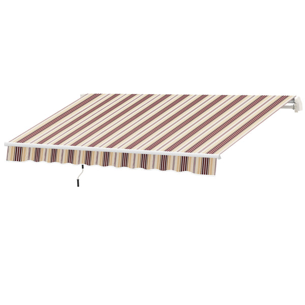 Outsunny 10' x 8' Retractable Awning, Patio Awnings, Sunshade Shelter w/ Manual Crank Handle, UV & Water-Resistant Fabric and Aluminum Frame for Deck, Balcony, Yard, Red & Beige