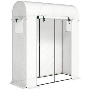 6' x 2' x 6.6' Mini Greenhouse, Portable Garden Green House with Roll-up Door and Mesh Windows, Small Plant Greenhouse with PE Cover, Steel Frame for Indoor Outdoor, White