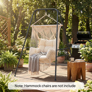 Hammock Chair Stand, Free Standing Heavy Duty Hanging Swing Chair with Anti-Slip Foot Pads, 2 Carabiners, for Relaxation, Indoor and Outdoor Use, Black