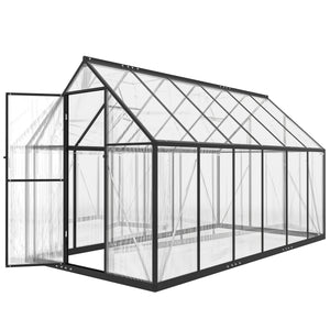 11x6 ft Polycarbonate Greenhouse with Swing Door and Two Adjustable Roof Vents, Aluminum Walk-in Greenhouse Outdoor Greenhouse for Patio Garden Backyard, Black