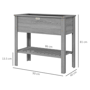Wooden Raised Garden Bed, Elevated Planter Box with Storage Shelf and Drainage Holes, Raised Planter with Legs for Flowers, Vegetables, Herbs, Grey
