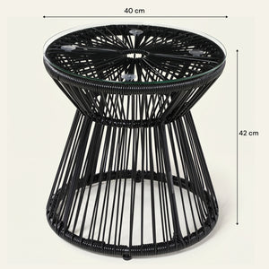 ARVOYA PE Rattan Side Table, Black