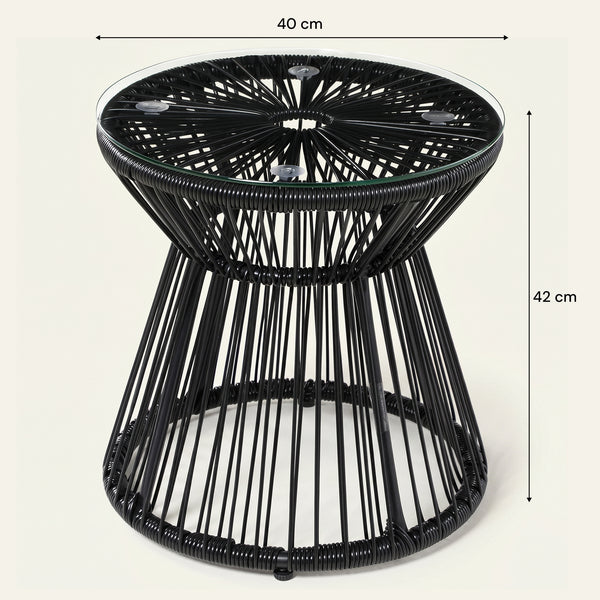 ARVOYA PE Rattan Side Table, Black