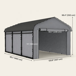 Onward 10' x 15' Heavy Duty Metal Carport with Galvanized Roof & Removable Sidewalls
