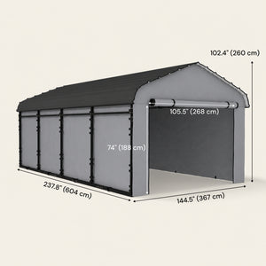 Onward 12' x 20' Heavy Duty Metal Carport with Galvanized Roof & Removable Sidewalls