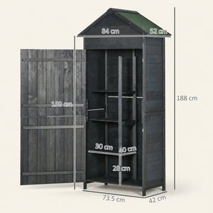 ROWAN Wooden Storage Shed with Lockable Double Doors & Shelves, Grey