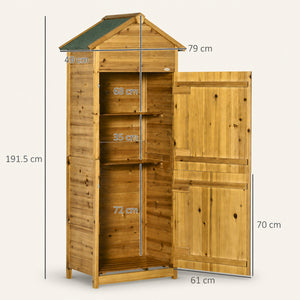 ROWAN Wooden Garden Storage Cabinet w/ 3 Shelves & 2 Lockable Doors, Natural Wood Effect
