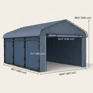 Onward 10' x 15' Heavy Duty Metal Carport with Galvanized Roof & Removable Sidewalls