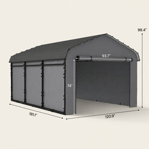 Onward 10' x 15' Heavy Duty Metal Carport with Galvanized Roof & Removable Sidewalls