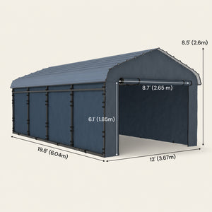 Onward 12' x 20' Heavy Duty Metal Carport with Galvanized Roof & Removable Sidewalls