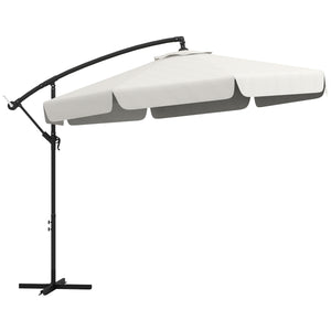 11FT Offset Hanging Patio Umbrella Cantilever Umbrella with Easy Tilt Adjustment, Cross Base and 8 Ribs for Backyard, Poolside, Lawn and Garden, Cream White