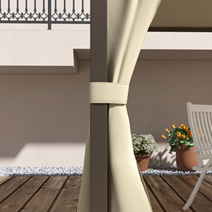 10' x 12' Steel Outdoor Patio Gazebo with Polyester Privacy Curtains, Two-Tier Roof for Air, Large Design
