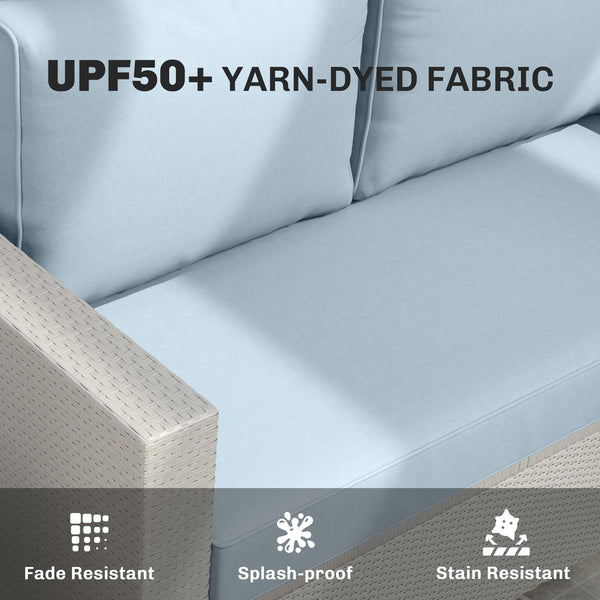 2 Seater Outdoor Seat Cushions with Backrest, Loveseat Double Sofa Outdoor Furniture Cushions, Fade-Resistant Replacement Patio Cushions for Indoor and Outdoor, Light Blue