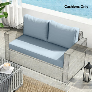 2 Seater Outdoor Seat Cushions with Backrest, Loveseat Double Sofa Outdoor Furniture Cushions, Fade-Resistant Replacement Patio Cushions for Indoor and Outdoor, Light Blue