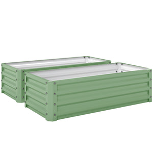 Set of 2 Raised Garden Bed, Outdoor Planter Box with Galvanised Steel Frame for Growing Vegetables, Flowers and Herbs, 110 x 50 x 30cm, Light Green