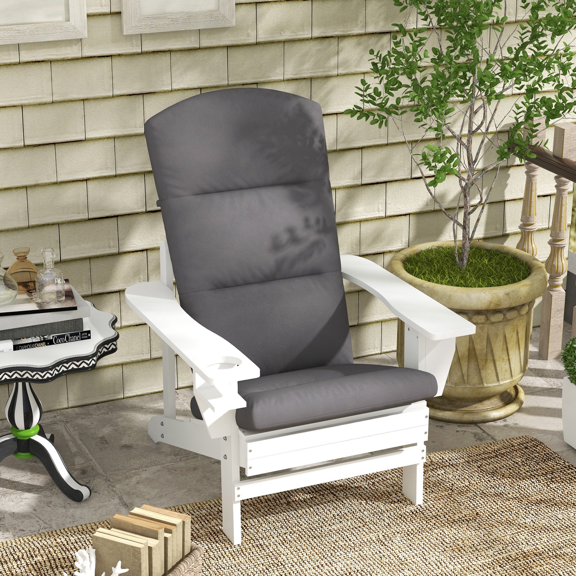 Outsunnny Outdoor Adirondack Chair Muskoka Chair Cushion, Patio