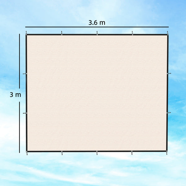 Sun Shade Sail, 3 x 3.6 m Rectangle Sunscreen Awning Canopy with Stainless Steel Eyelets and Bungee Cords, UV Protection Shade Sail  for Outdoors, Garden, Patio, Beige
