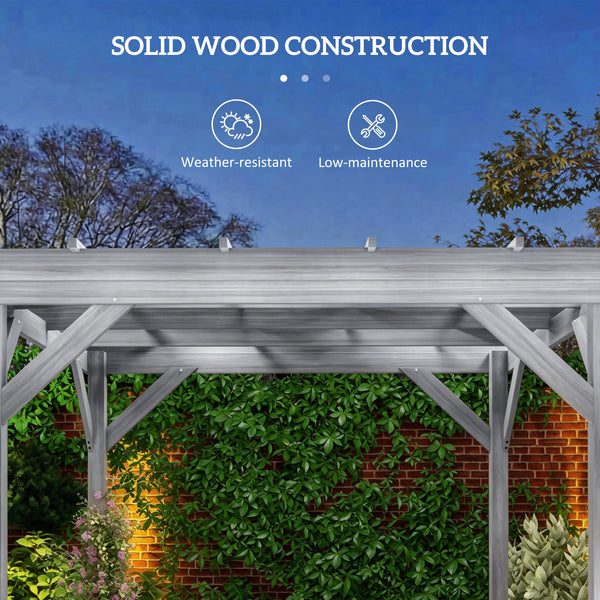 3 x 3 m Wooden Pergola Kit, Decorative Garden Gazebo Shelter with Stable Structure for Climbing Vines, Flowers, Grey