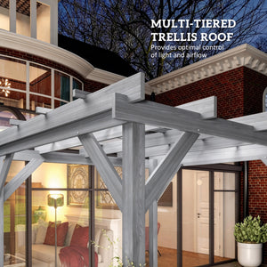 3 x 3 m Wooden Pergola Kit, Decorative Garden Gazebo Shelter with Stable Structure for Climbing Vines, Flowers, Grey