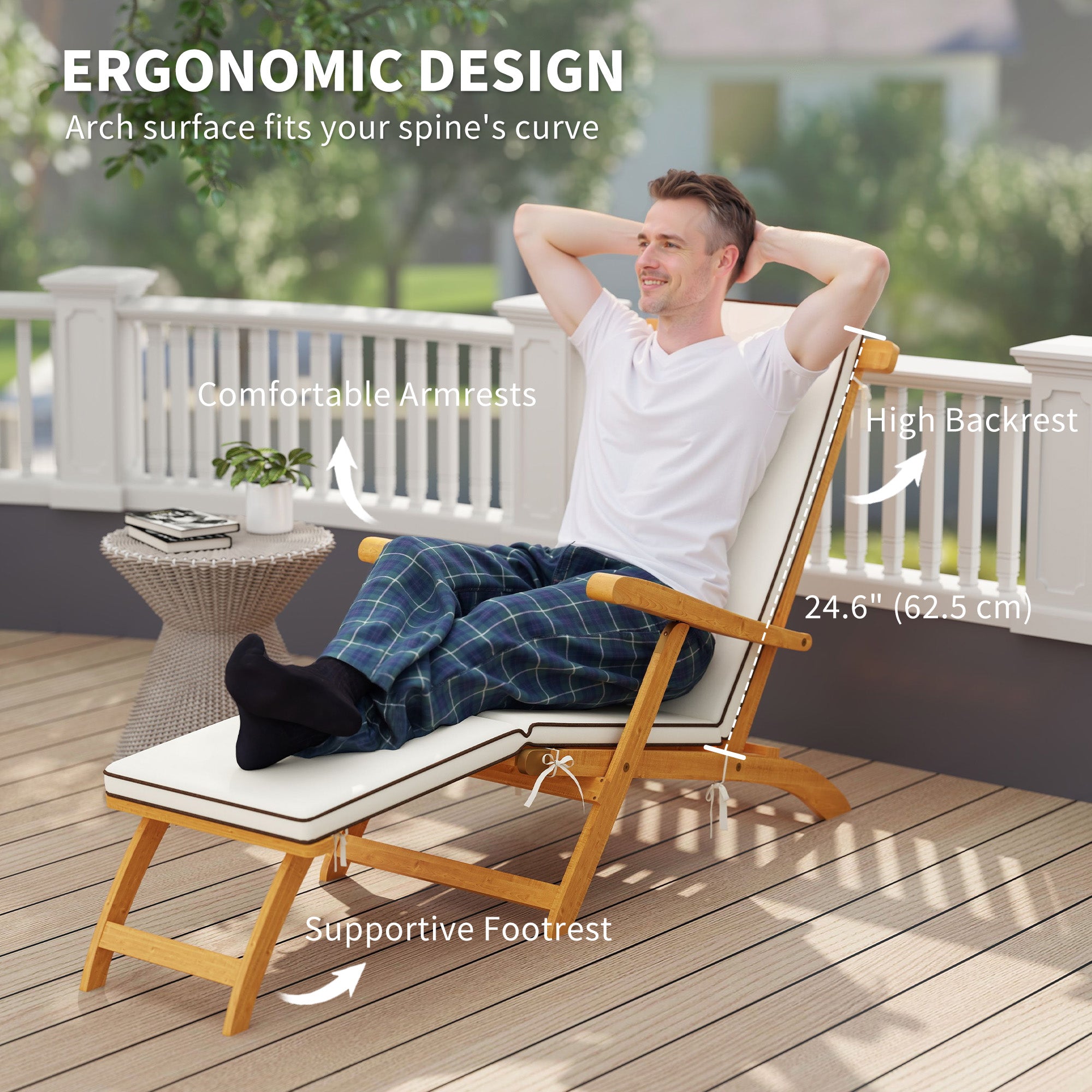 Wooden Sturdy Lawn Chair For Elderly Outsunny Outdoor Furniture: