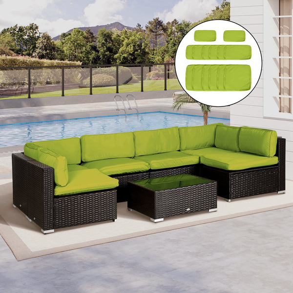 14Pcs Outdoor Cushion Covers, Patio Cushion Covers Replacement for Rattan Sofa Set - No Cushion Included, Light Green