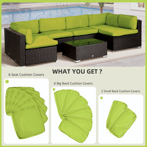 14Pcs Outdoor Cushion Covers, Patio Cushion Covers Replacement for Rattan Sofa Set - No Cushion Included, Light Green