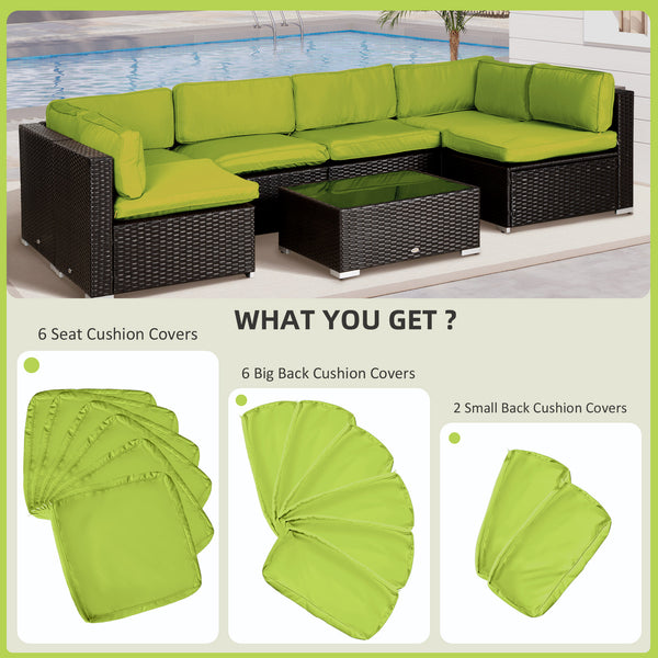 14Pcs Outdoor Cushion Covers, Patio Cushion Covers Replacement for Rattan Sofa Set - No Cushion Included, Light Green