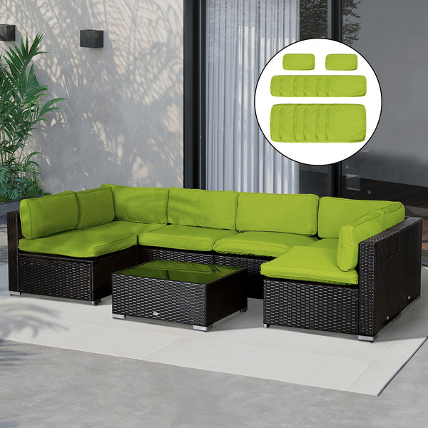 14Pcs Outdoor Cushion Covers, Patio Cushion Covers Replacement for Rattan Sofa Set - No Cushion Included, Light Green