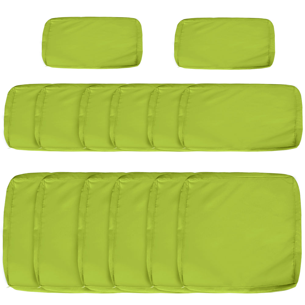 14Pcs Outdoor Cushion Covers, Patio Cushion Covers Replacement for Rattan Sofa Set - No Cushion Included, Light Green