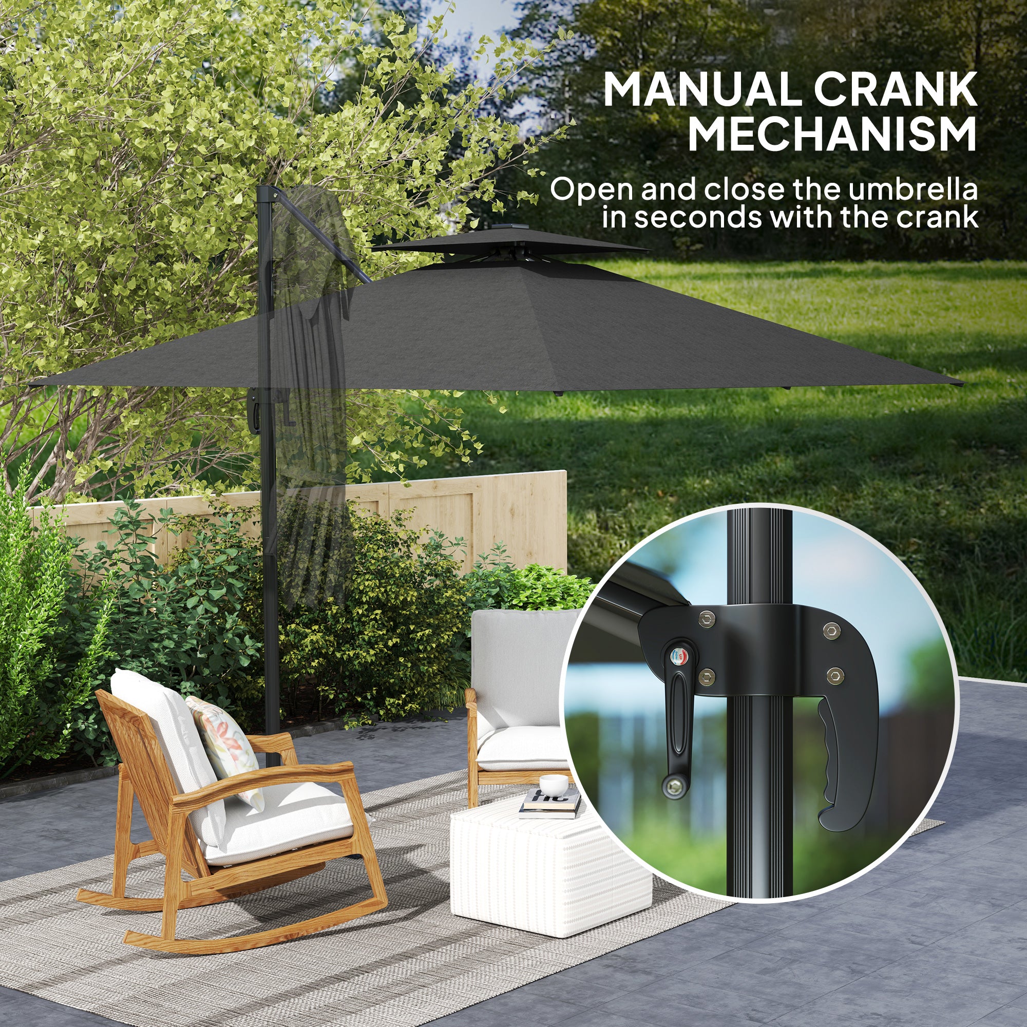 assembly manual 10 hanging solar led umbrella patio sun Offset ft Find the perfect angle Upgrade your outdoor space with