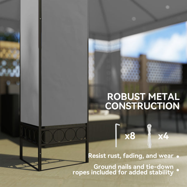 10 x 10 FT Canopy Gazebo, Double Roof Outdoor Gazebo with Screen Panels and Metal Frame, Patio Gazebo for Poolside, Garden, Deck, Backyard, Light Grey